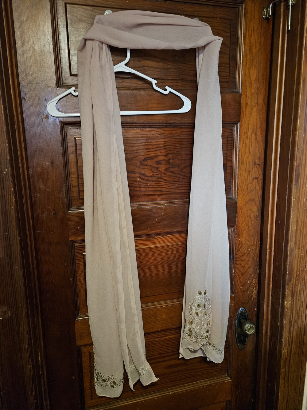 Elegant Pink Embroidered Scarf - Home Accents